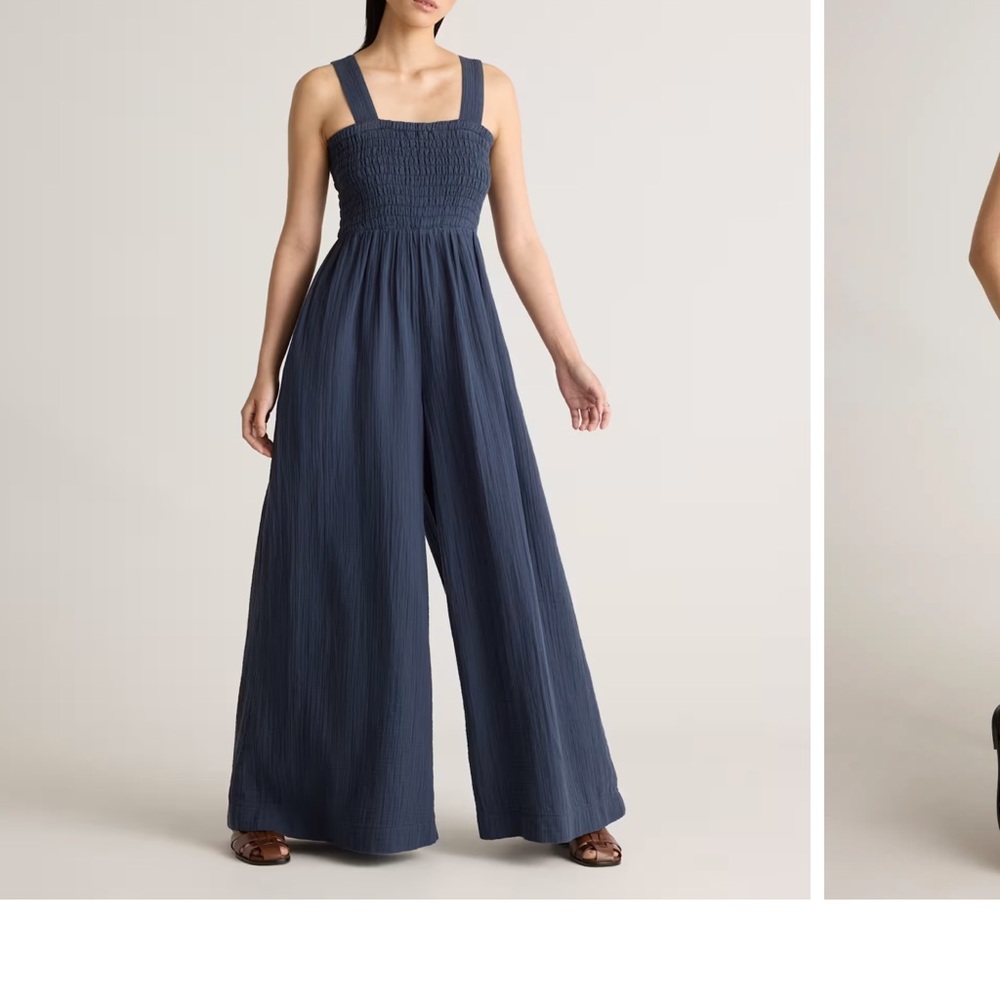 NWT QUINCE 100% organic cotton gauze wide legged jumpsuit size medium.